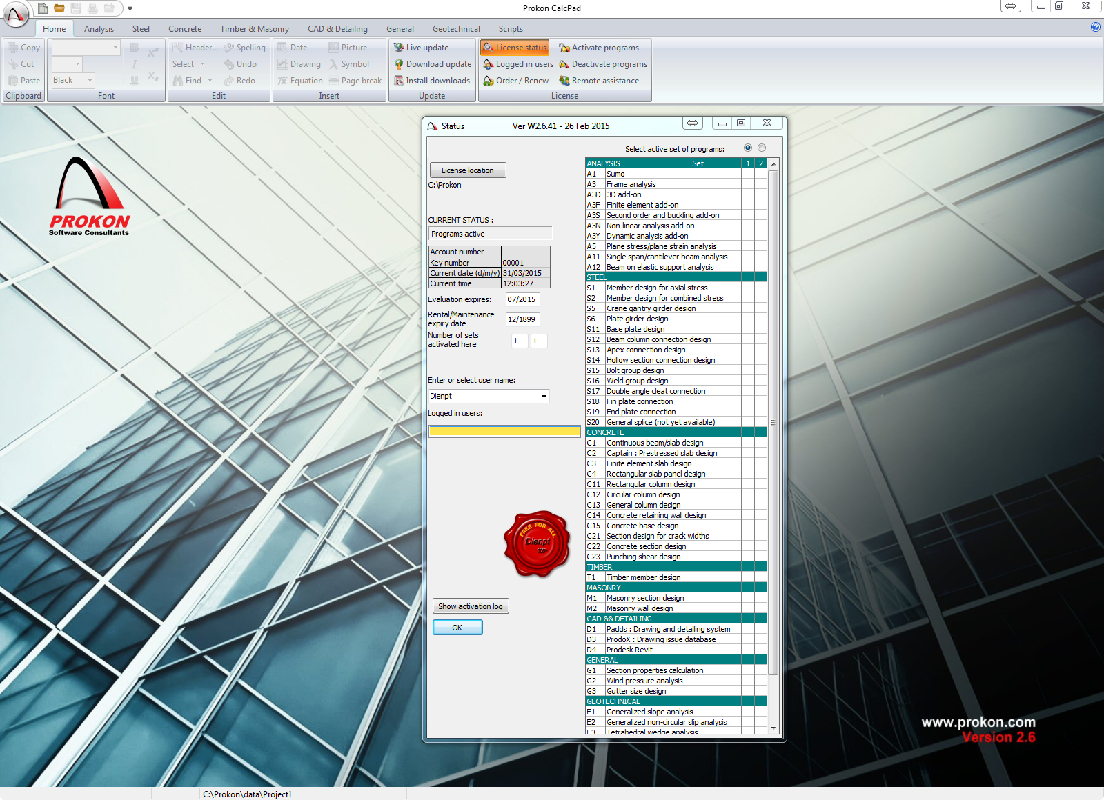 prokon structural analysis design software