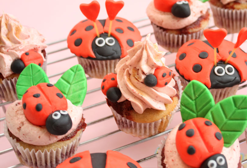 vegan love bug marble cupcakes