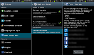 Cara factory reset android