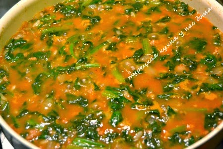 шпинат по-турецки в томатном соусе с фаршем