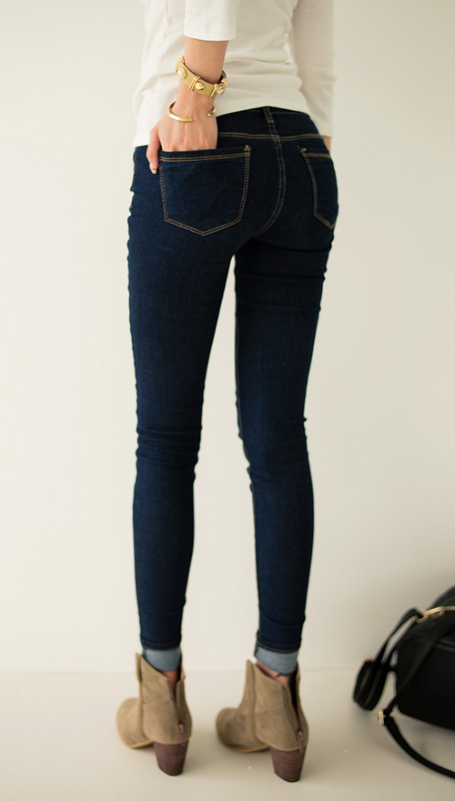 [Chuu] Dark Wash Skinny Jeans | KSTYLICK - Latest Korean Fashion | K ...