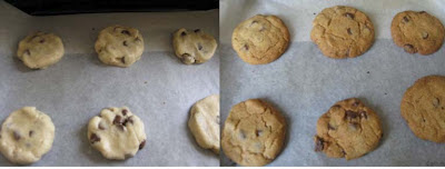 Cookies before and after baking