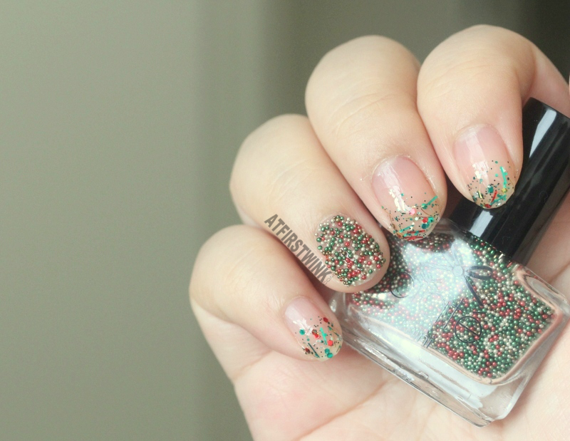 Ciaté caviar pearls christmas tree caviar and Sparkly Christmas three from the Etude House If Story nail kit 3 from far