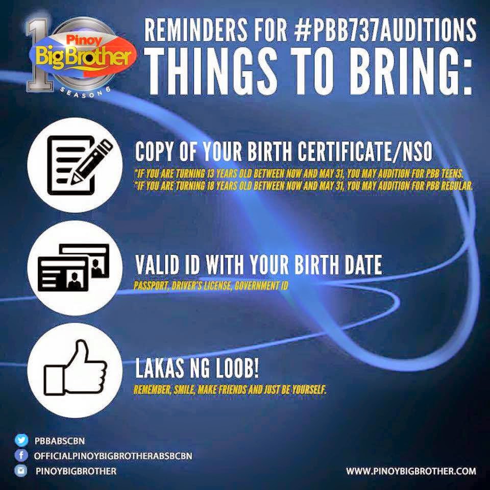 PBB Gensan Auditions Requirements