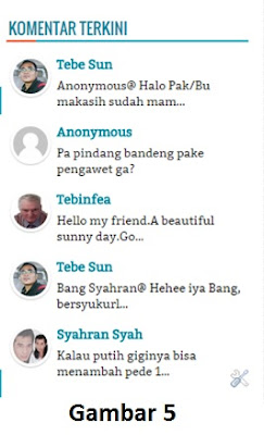 Contoh Hasil Recent Comment atau Komentar Kolom Komentar