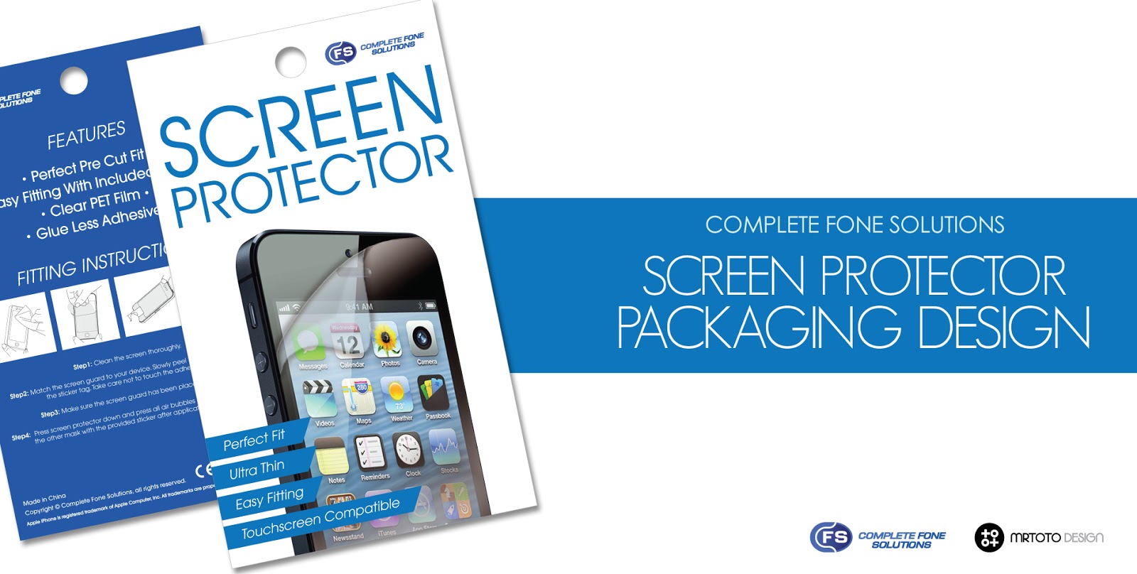 TOTO Screen Protector Packaging Design for Complete Fone