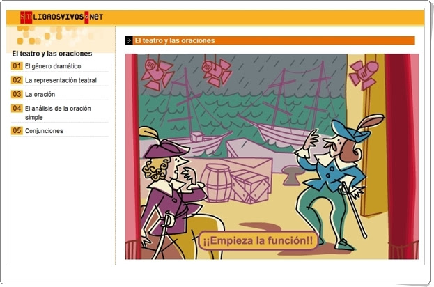 "El teatro y las oraciones" (Aplicación interactiva de Lengua Española de 1º de Secundaria)
