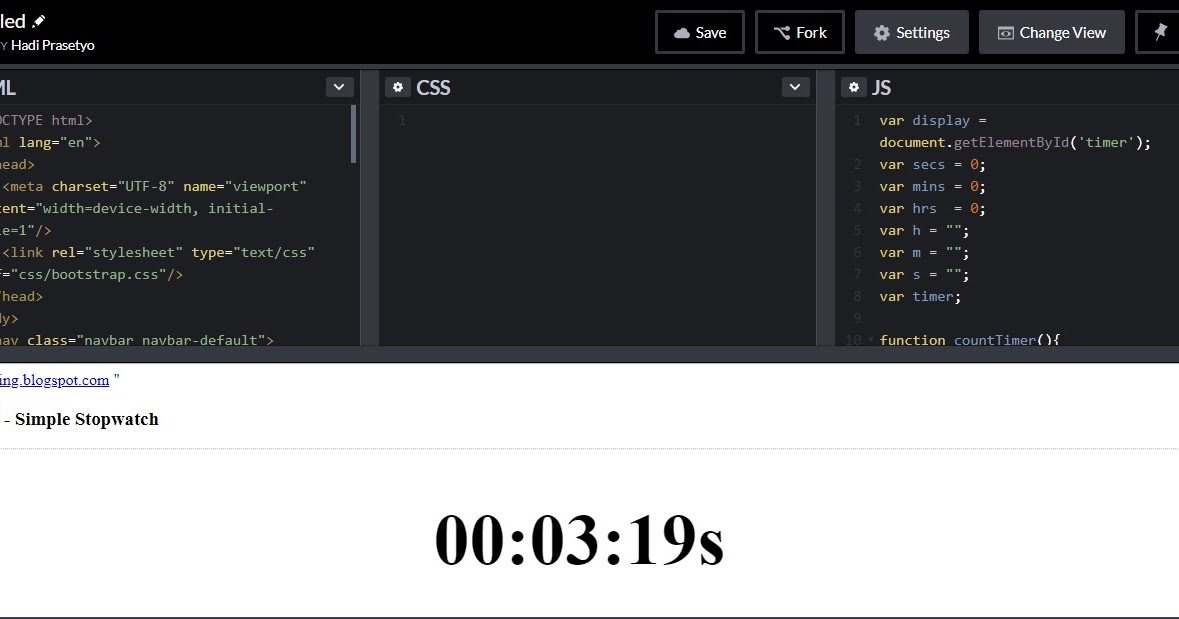 JavaScript Simple Stopwatch