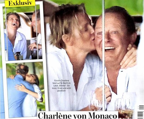 The photos are of Charlene dining a luxurious restaurant in St. Barts
