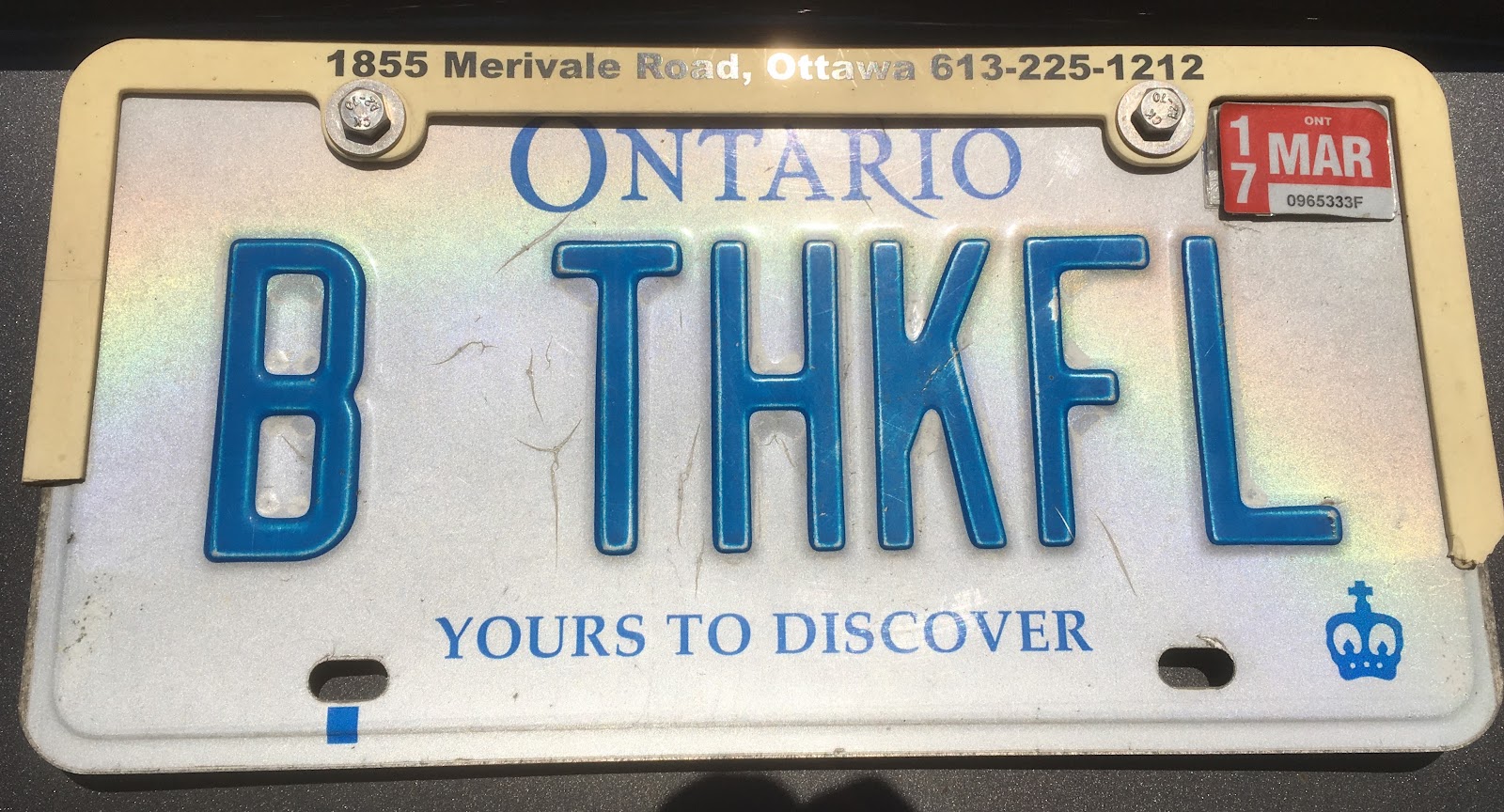Outstanding Licence Plates B THKFL ON