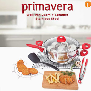 Primavera Wok Pan 28 cm + Steamer Stainless Steel (Set of 6)