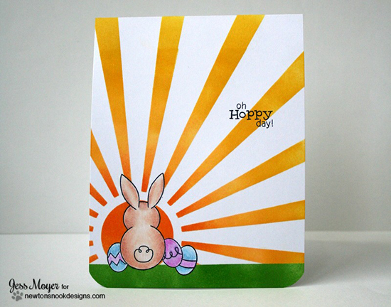 Bunny and Sunburst | One Layer Card by Jesss Moyer | Bunny Hop Stamp set by Newton's Nook Designs