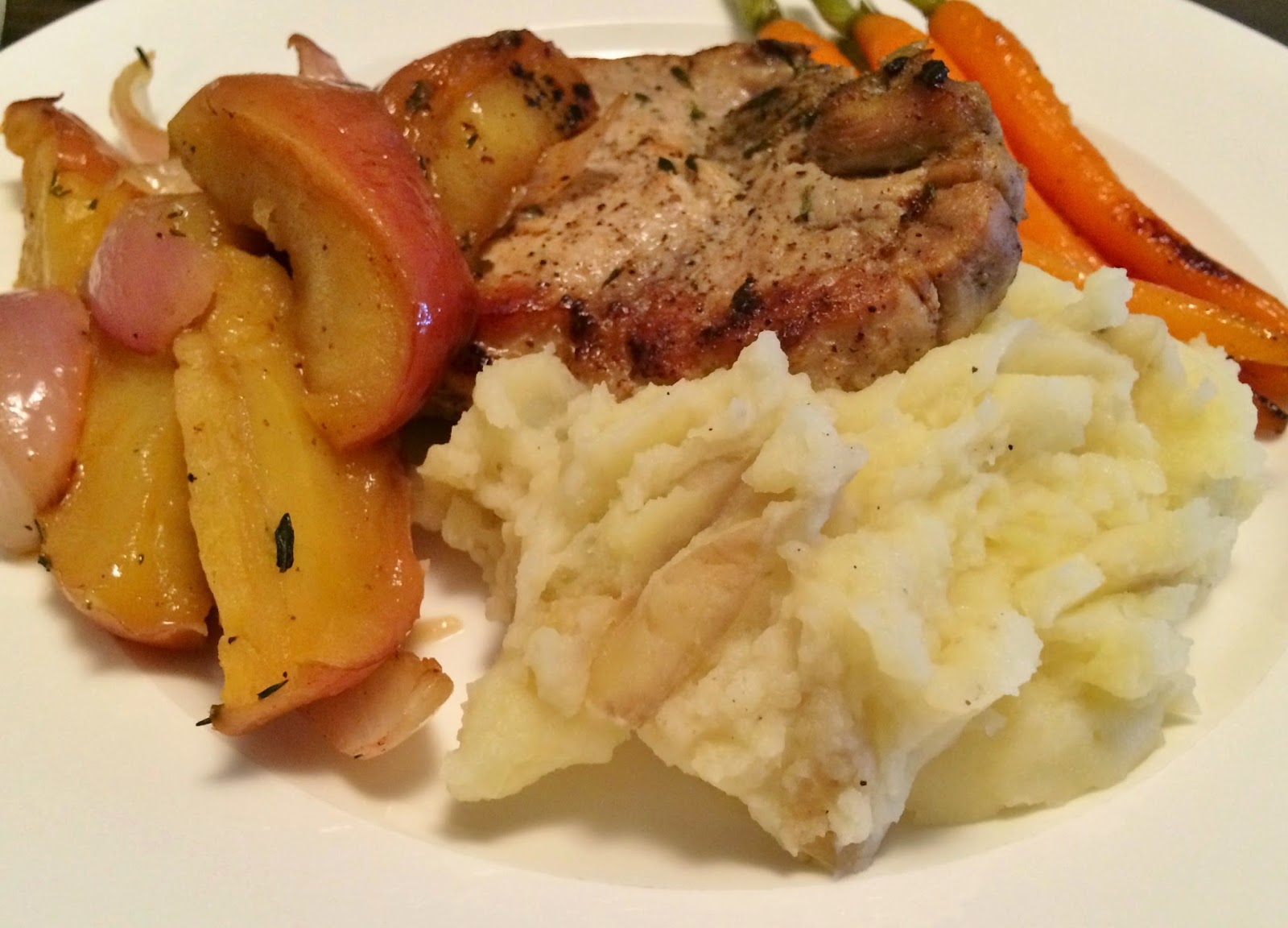 My Tiny Oven Oven Baked Pork Chops with Apples, Onions and Carrots