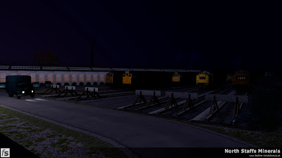Fastline Simulation - North Staffs Minerals: Cockshute Stabling Sidings by night with classes 24, 25 and 40 waiting their next turn of duty.
