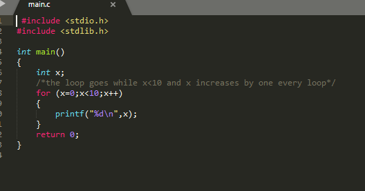 C programming: Write a c program to print 1 to 10 integers using for loop