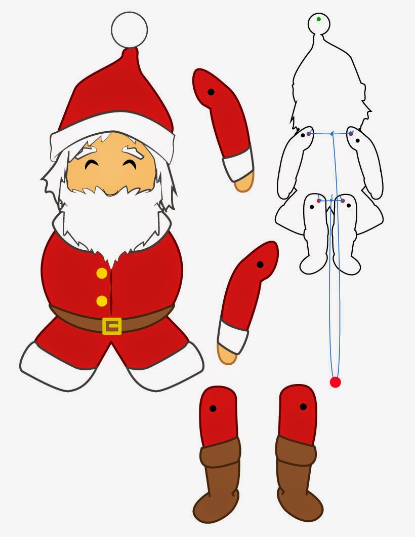 Baú da Web: Enfeites de Natal papai noel e duendes de papel recortar e  montar