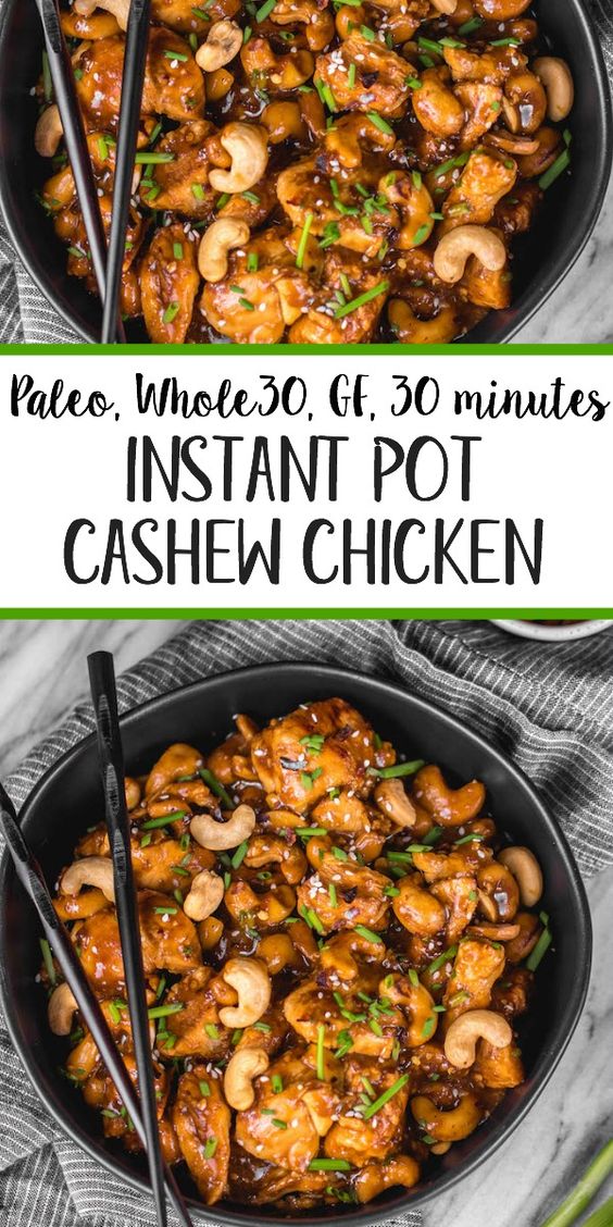 Instant pot cashew chicken: whole30, paleo, 30 minutes
