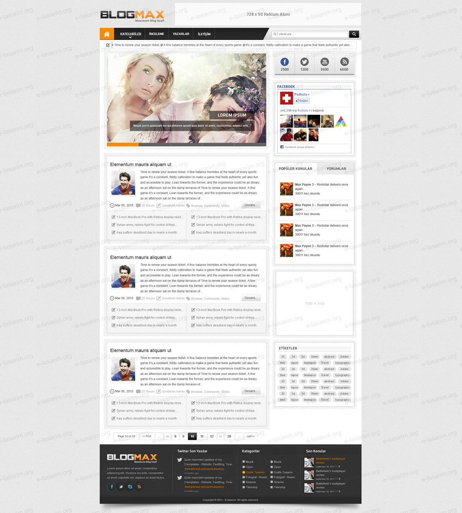 Download Blogmax Blog Arayüz Tasarımı ~ E-Tasarım PSD Mockup Templates