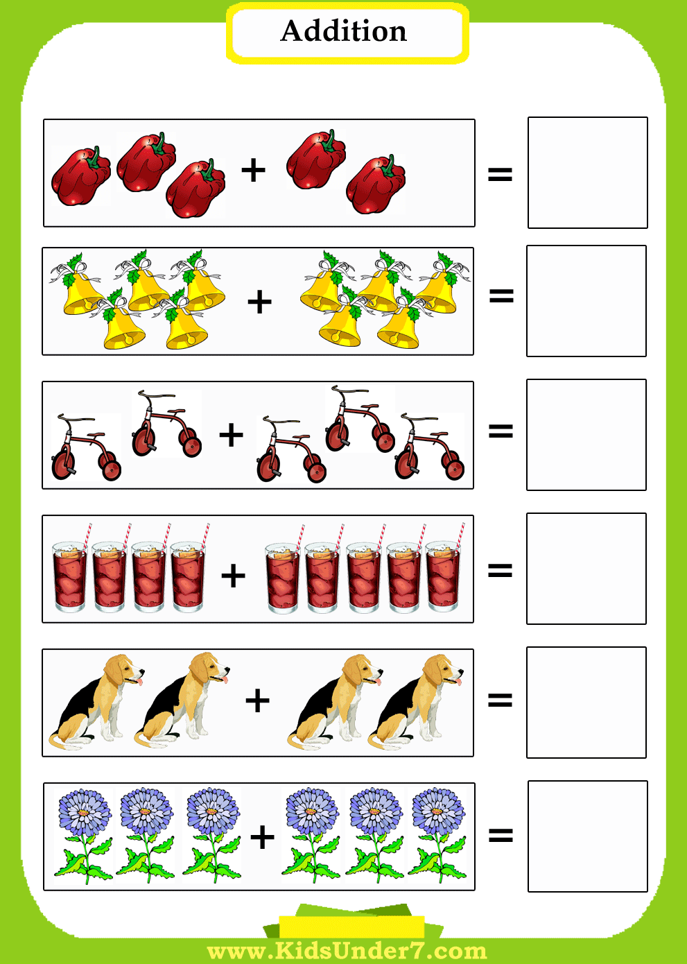 Kids Under 7: Addition Worksheets