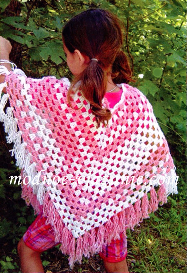 Poncho with tassels for girls knitting and crochet