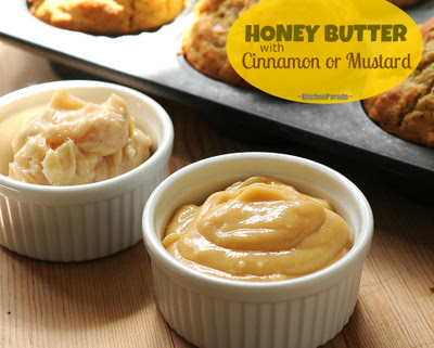 Honey Butters with Mustard (front) or Cinnamon (back)