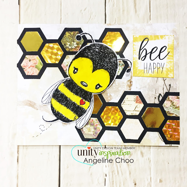 ScrappyScrappy: Honeycomb Bee Card #scrappyscrappy #unitystampco #stamp #stamping #papercraft #scrapbook #quicktipvideo #youtube #video #cuddlebug #tierrajackson #bee #honeycomb #sizzix #timholtzalterations #timholtzframework 