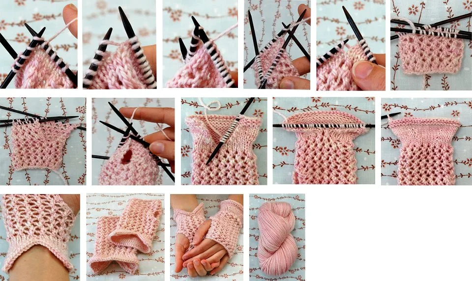 guantes tricot sin dedos, tejido de punto