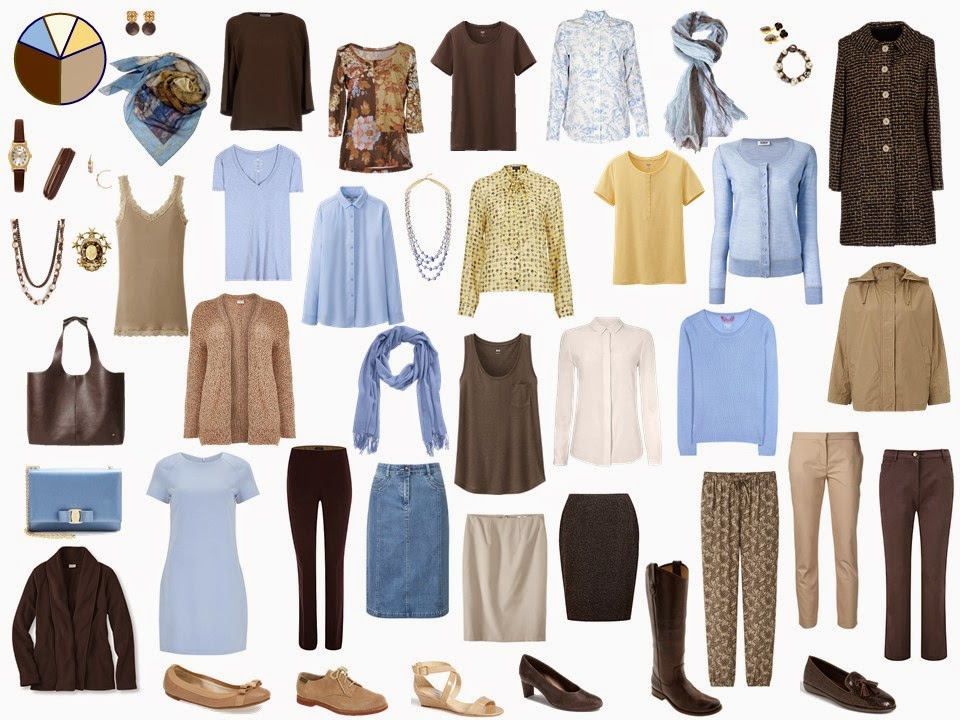 brown and beige Starting From Scratch Wardrobe with blue and yellow accents brown and beige Starting From Scratch Wardrobe with blue and yellow accents