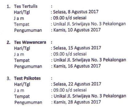 Penerimaan Pegawai Pdam Pekalongan Pendidikan Minimal D3