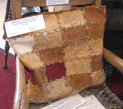 pillow made of leather postcards