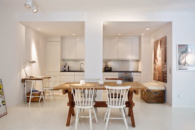 Blanco y madera para decorar el hogar