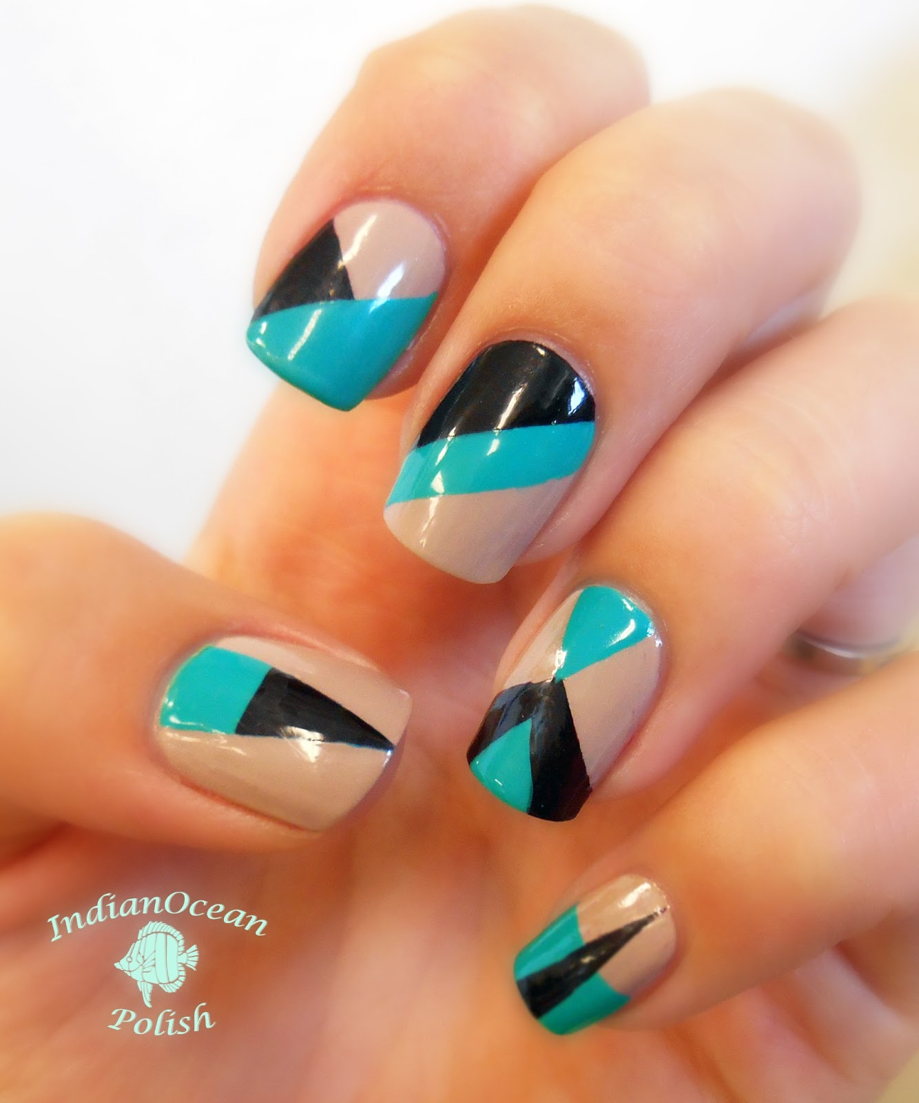 Indian Ocean Polish Colour Blocking Nails with OPI Fly