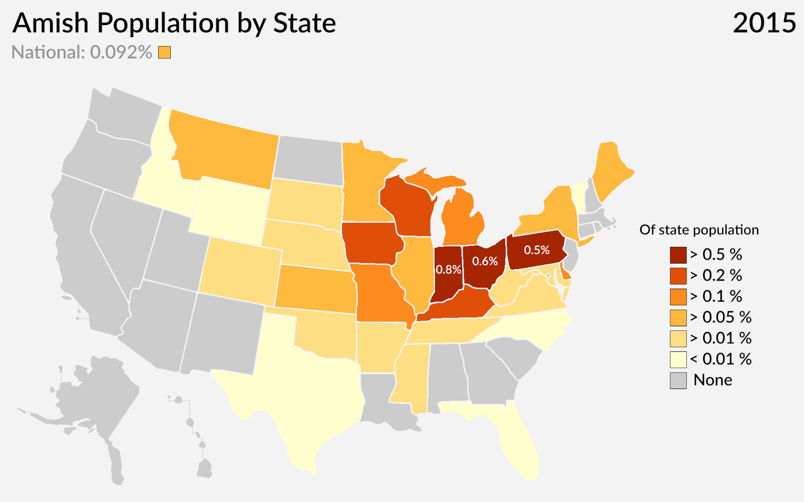 U.S. Amish population by state Vivid Maps