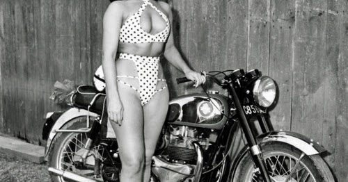 Motoblogn Bettie Page Bsa Motorcycle Pin Up