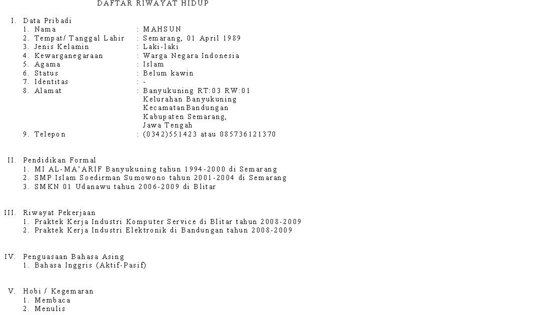 Contoh Cv Sarjana Hukum Rasmi H Contoh Cv Sarjana Hukum Rasmi H