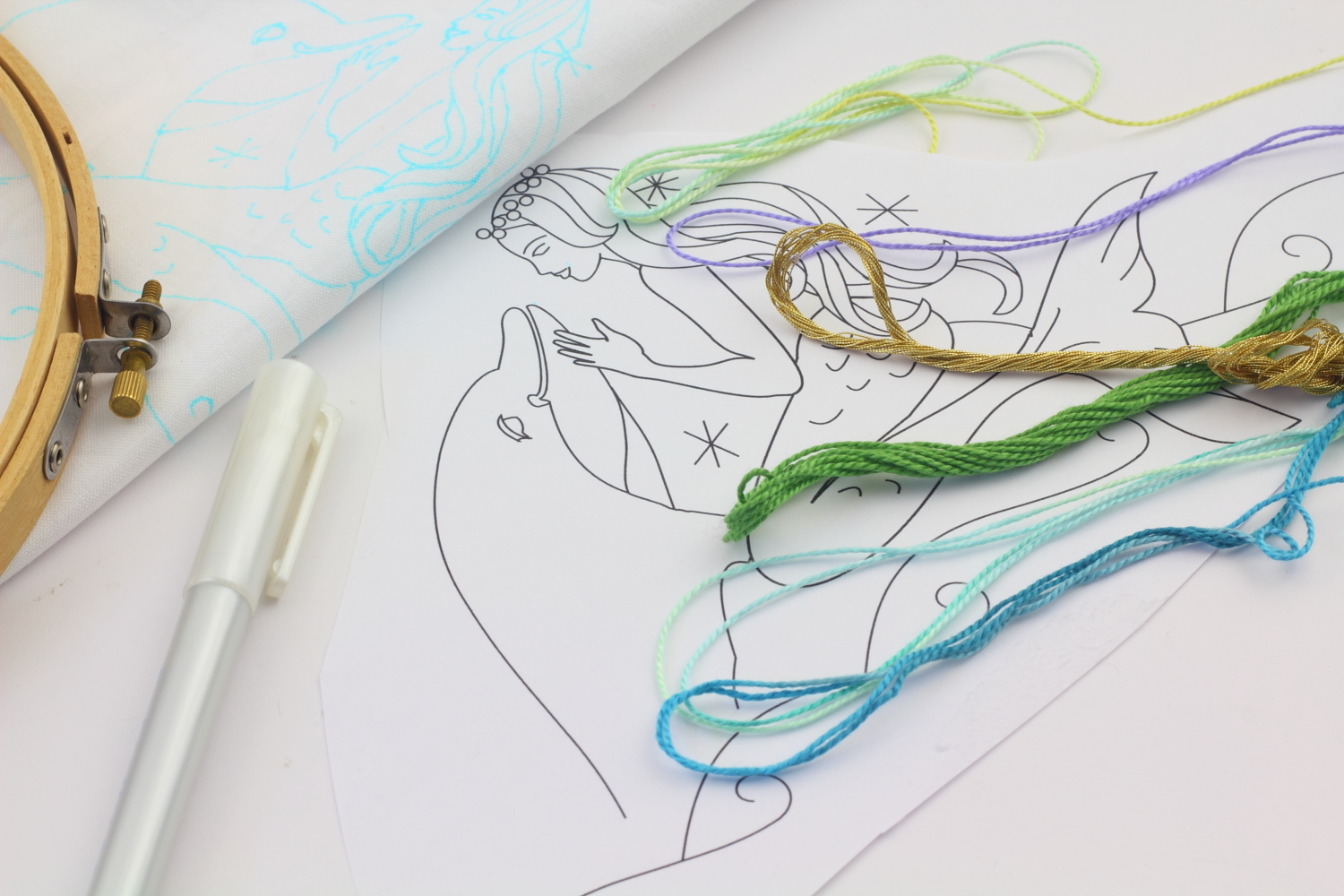 Big b mermaid embroidery part one