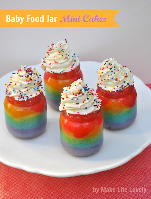 Upcycled Baby Food Jars: Rainbow Cake in A Jar - Make Life Lovely