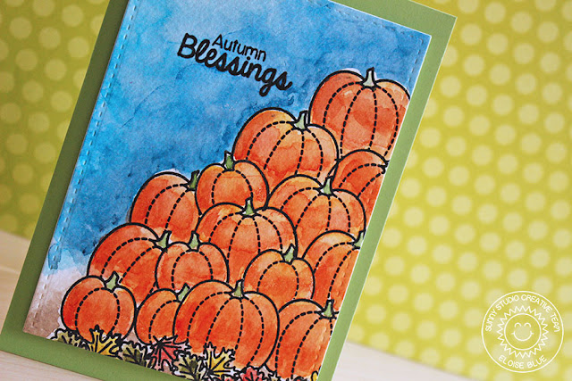 Sunny Studio Stamps: Harvest Happiness Autumn Blessings Fall Pumpkin Card by Eloise Blue