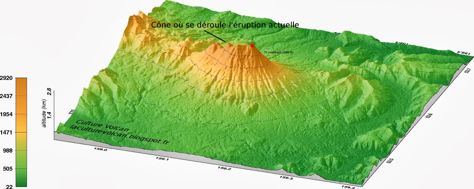 Modèle 3D du volcan Zhupanovsky