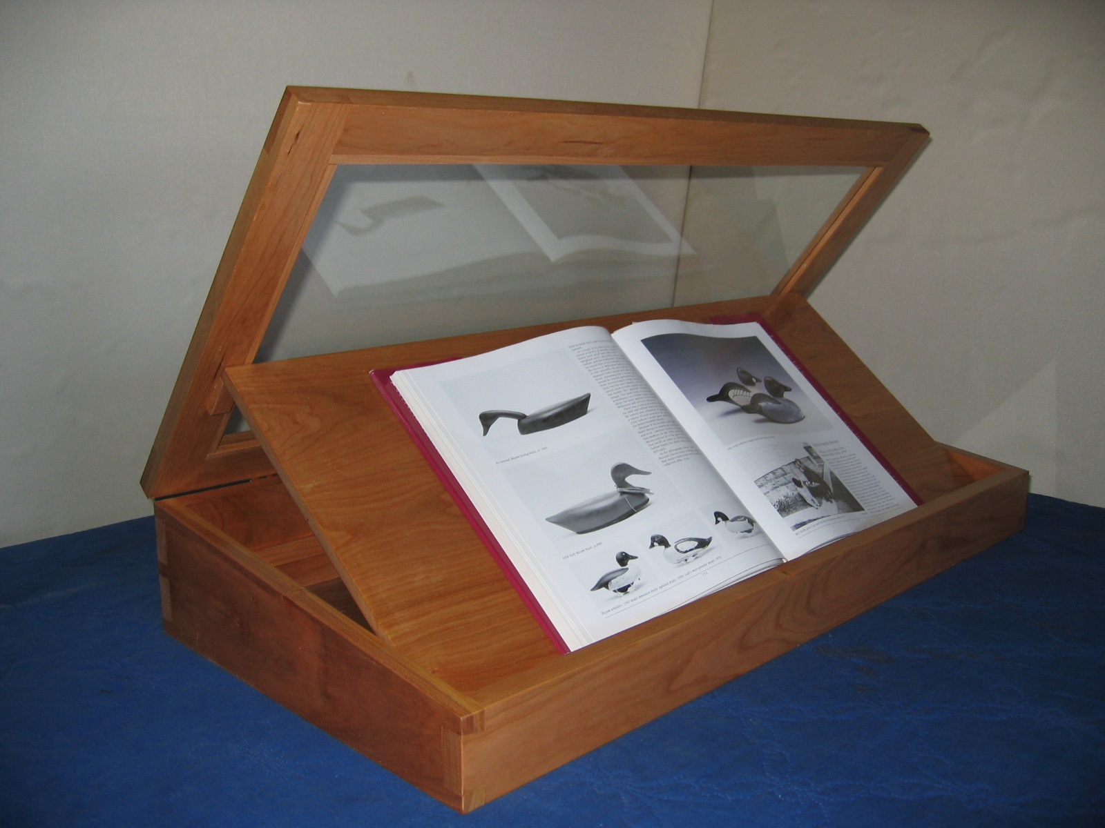CJ Lawler Carpentry Rare book display case dovetailed cherry