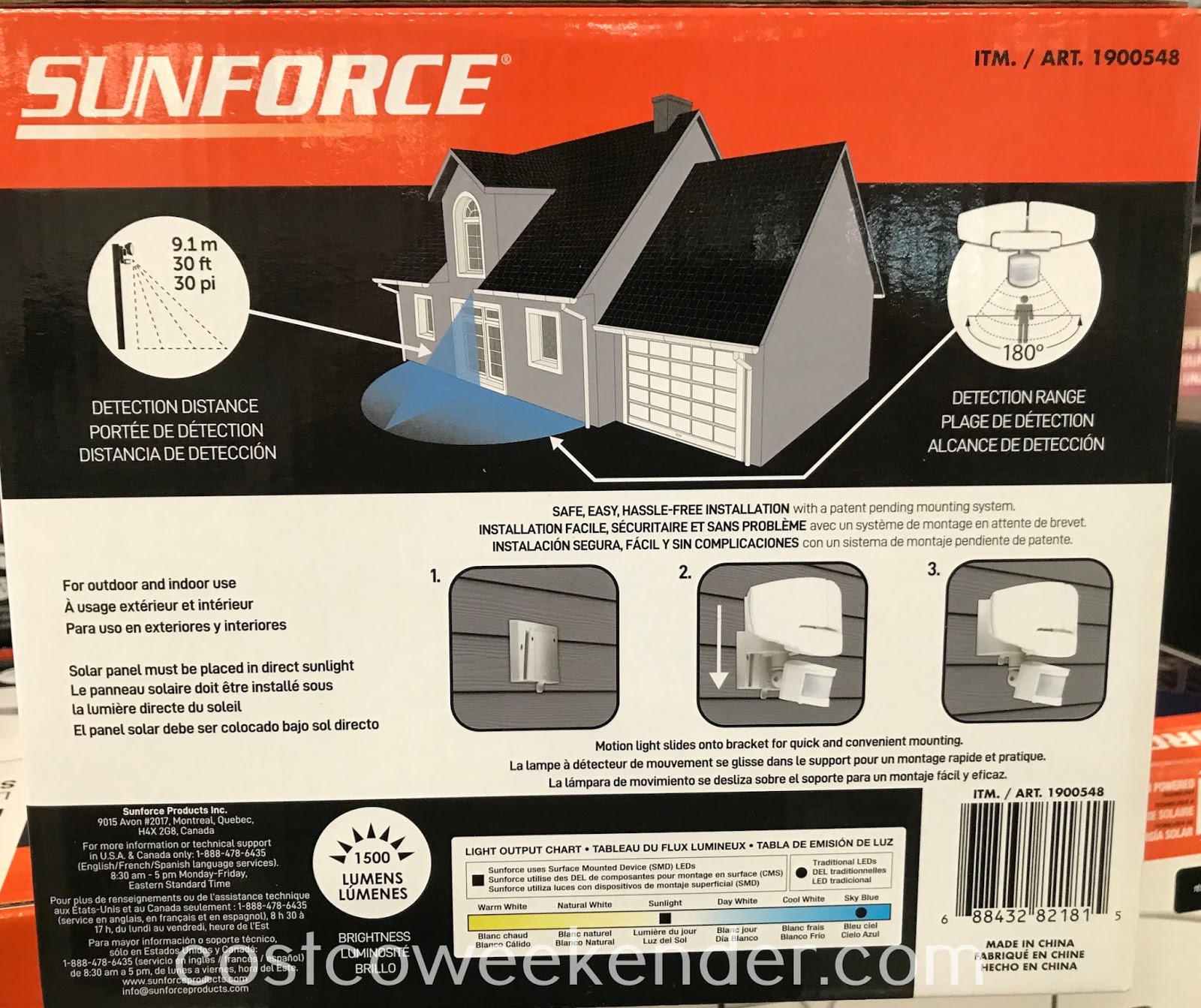Sunforce Solar Motion Activated Light Costco Weekender
