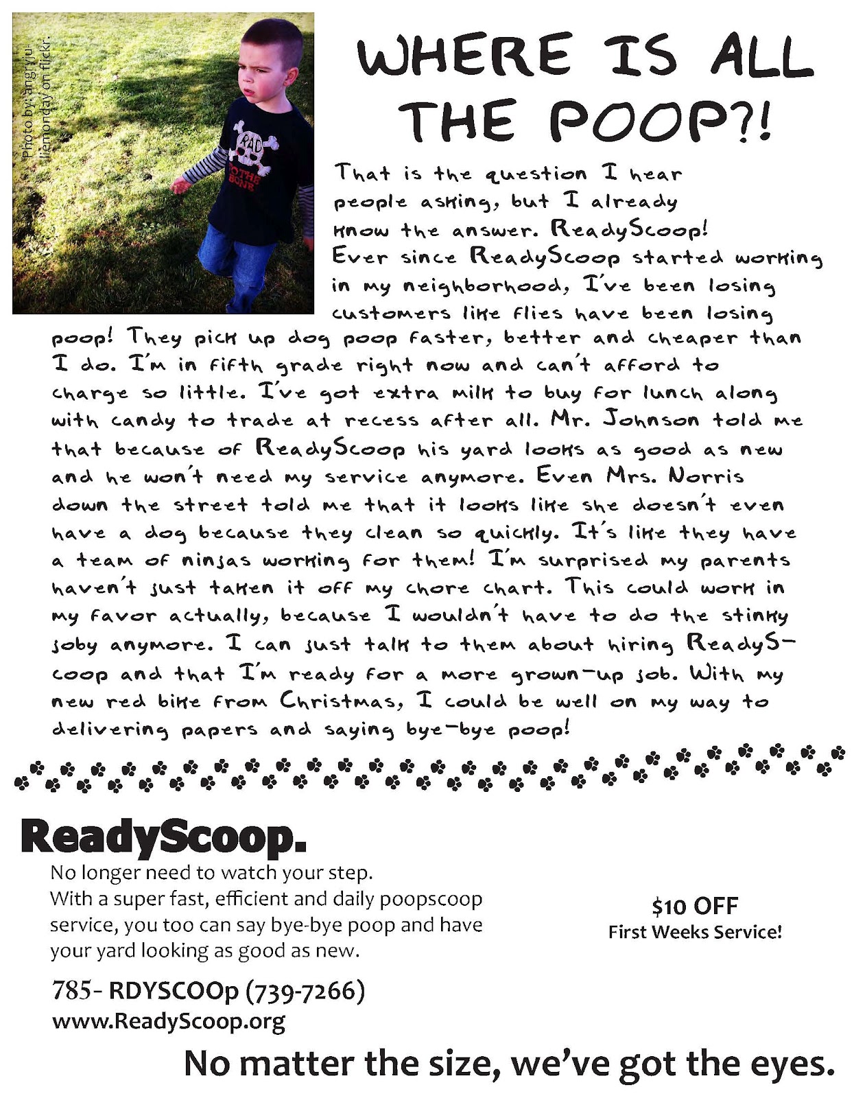 MC221 Advertising Writing Promotional ad with coupon (Pooper Scooper