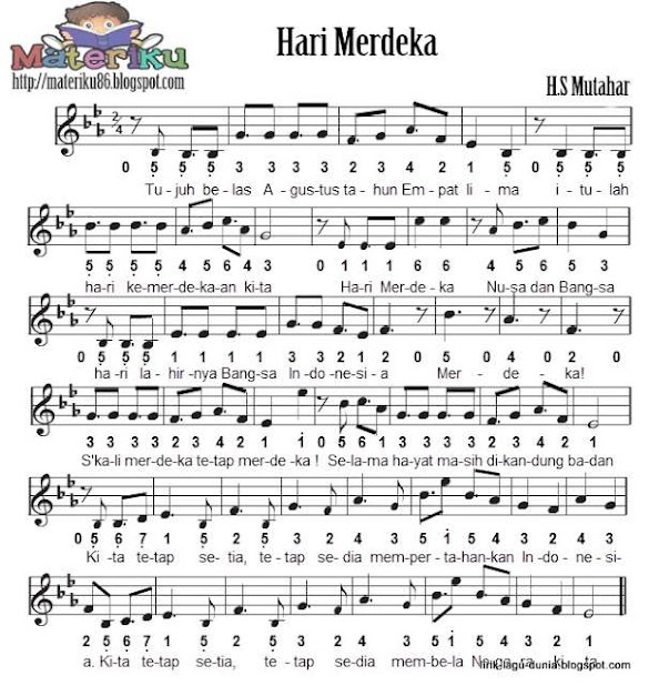 Not Angka Hari Merdeka 17 Agustus 1945 Do C Mayor Lagu Wajib Nasional Doremi Solmisasi Youtube