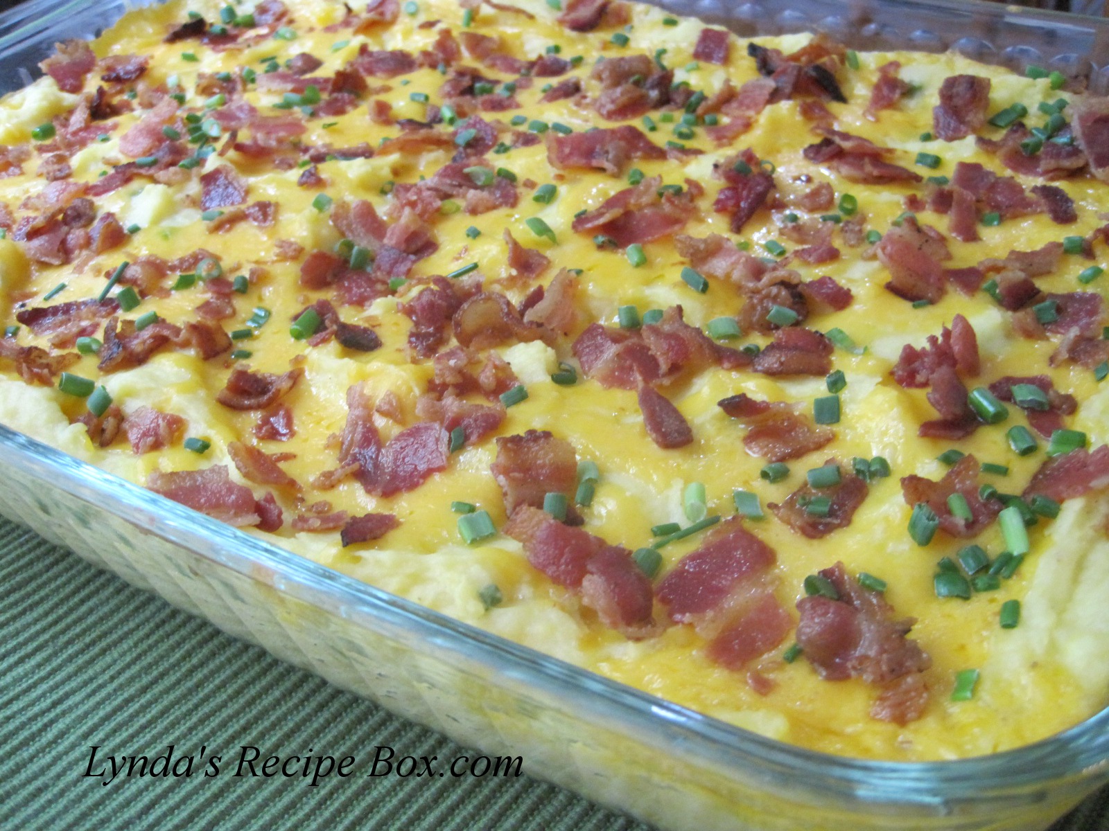Lynda's Recipe Box Mashed Potato Casserole with Bacon, Cheese and Chives