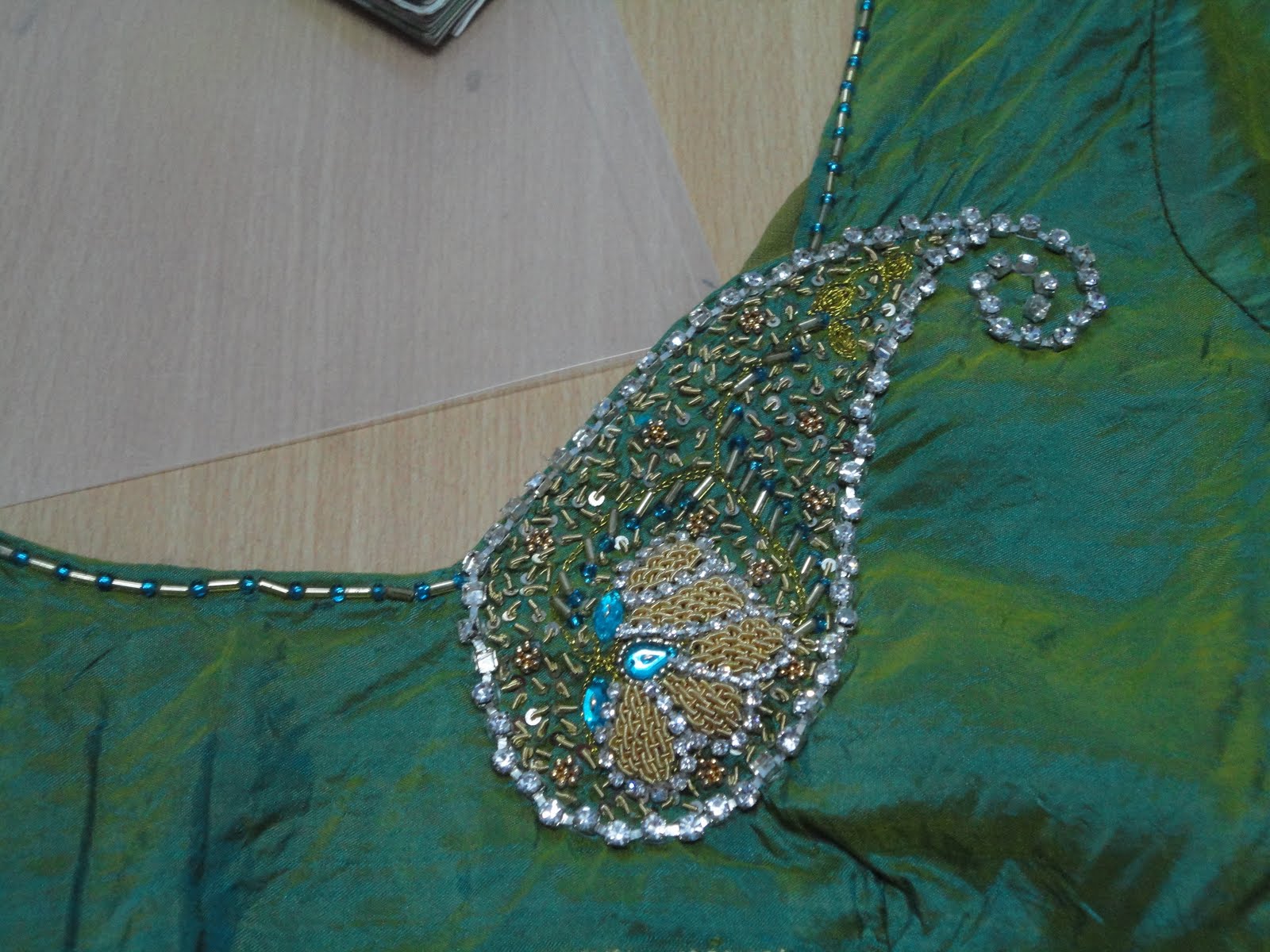 aari zardosi beads embroidery Blouse contd.