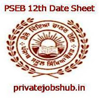 PSEB 12th Date Sheet PSEB 12th Date Sheet