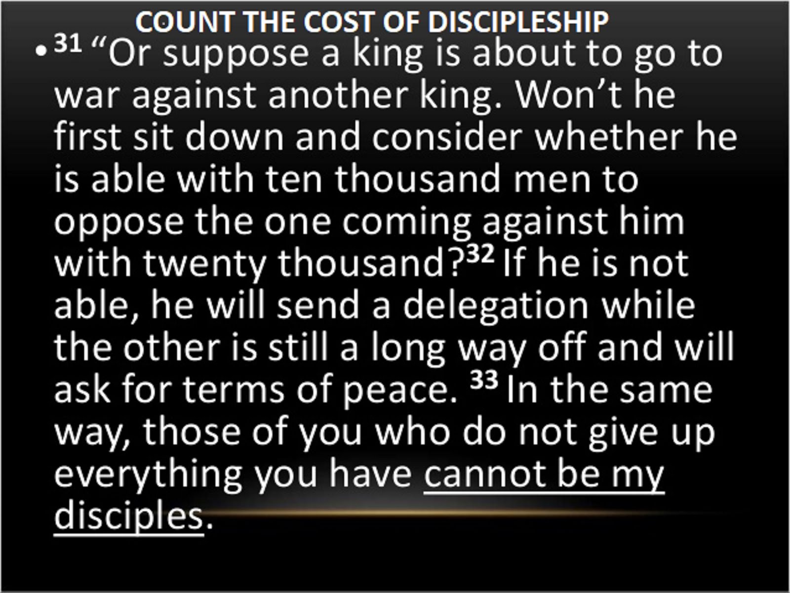 COUNT THE COST OF DISCIPLESHIP
