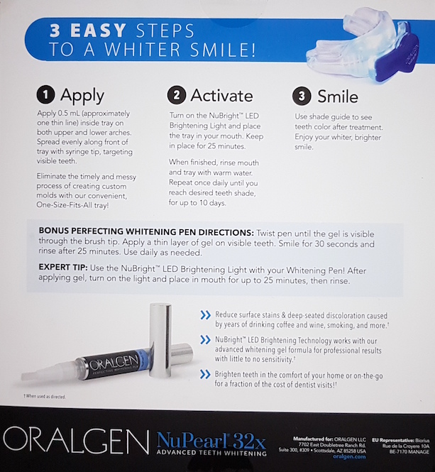 Beautifinous. Oralgen NuPearl 32x Advanced Teeth Whitening Kit review