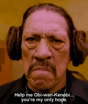 Princesa Leia Machete: Obi Wan Kenobi Eres Mi Única Esperanza gif divertido