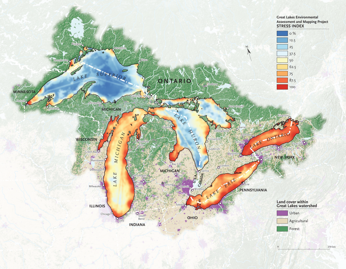 Mapping the human impact on the Great Lakes
